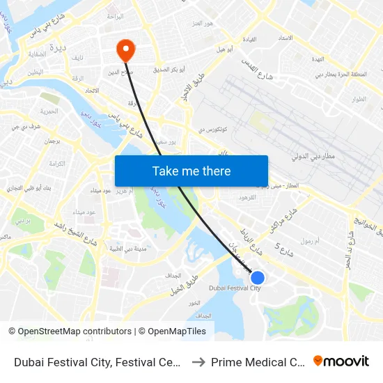 Dubai Festival City, Festival Centre - 01 to Prime Medical Centre map