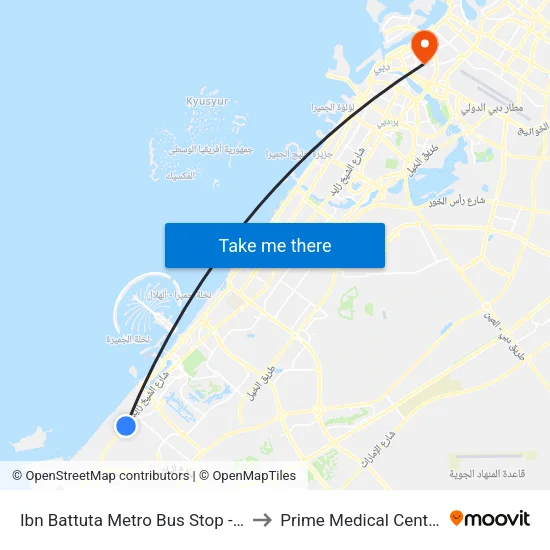 Ibn Battuta  Metro Bus Stop - 1 to Prime Medical Centre map