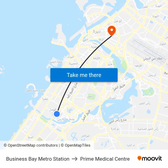 Business Bay Metro Station to Prime Medical Centre map
