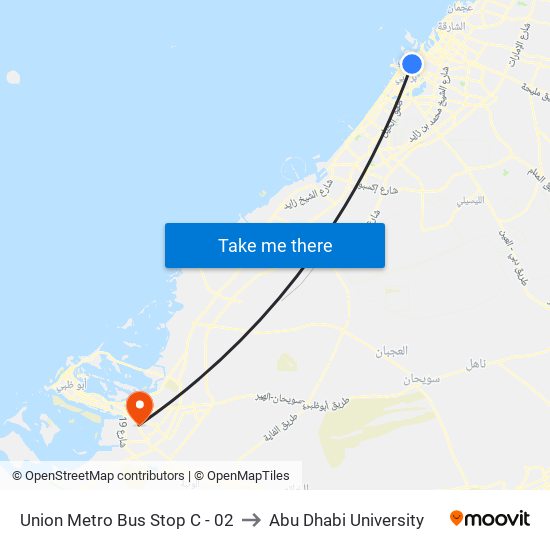 Union Metro Bus Stop C - 02 to Abu Dhabi University map