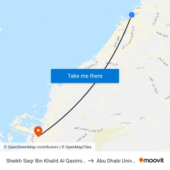 Sheikh Saqr Bin Khalid Al Qasimi St. Stop to Abu Dhabi University map