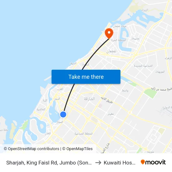 Sharjah, King Faisal Rd, Jumbo (Sony) - 02 to Kuwaiti Hospital map