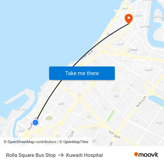 Rolla Square Bus Stop to Kuwaiti Hospital map