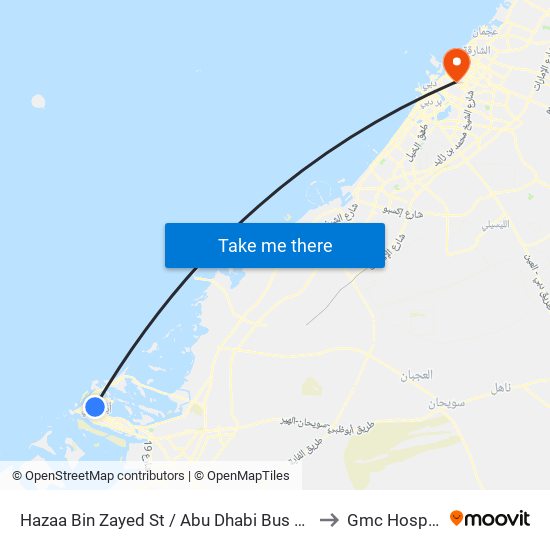 Hazaa Bin Zayed St /  Abu Dhabi Bus Station to Gmc Hospital, map