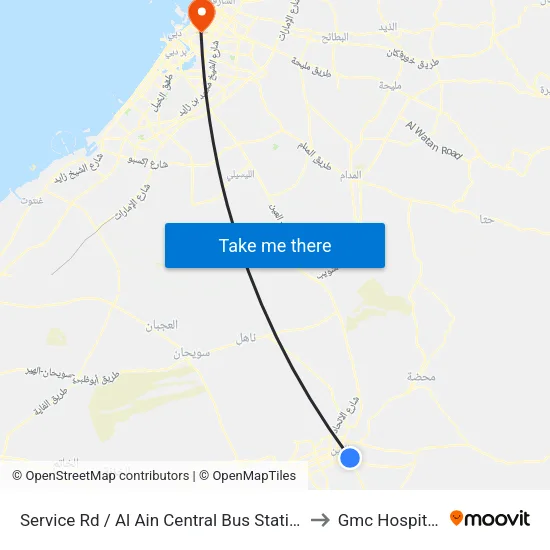 Service Rd  / Al Ain Central Bus Station to Gmc Hospital, map