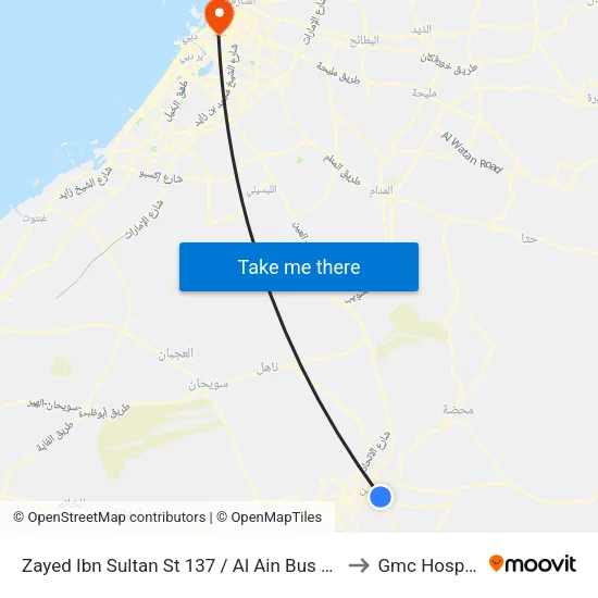 Zayed Ibn Sultan St 137 / Al Ain Bus Station to Gmc Hospital, map