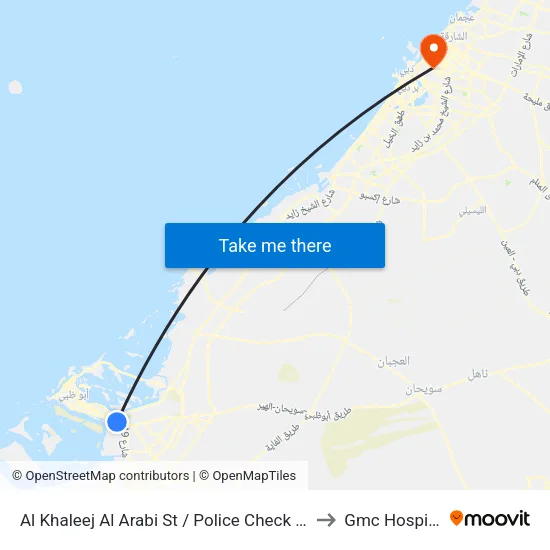 Al Khaleej Al Arabi St / Police Check Point to Gmc Hospital, map