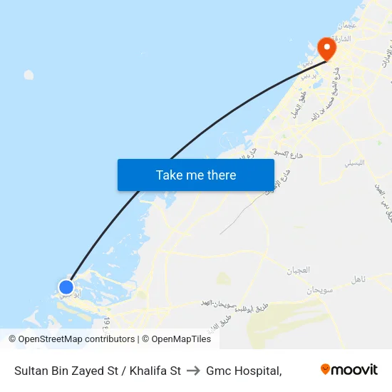 Sultan Bin Zayed St / Khalifa St to Gmc Hospital, map