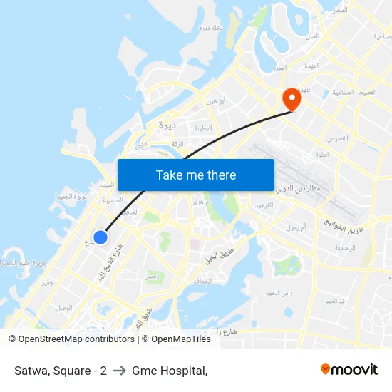 Satwa, Square - 2 to Gmc Hospital, map
