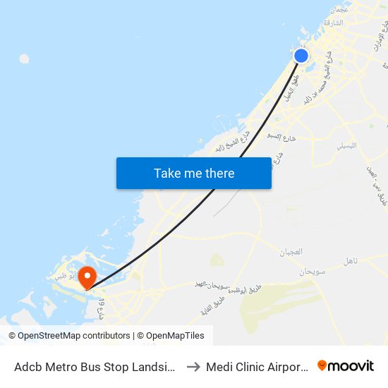 Adcb Metro Bus Stop Landside - 1 to Medi Clinic Airport Rd map