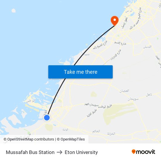 Mussafah Bus Station to Eton University map