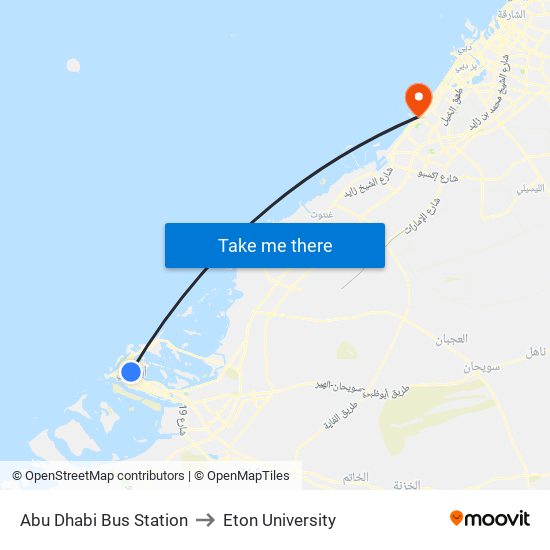 Abu Dhabi Bus Station to Eton University map