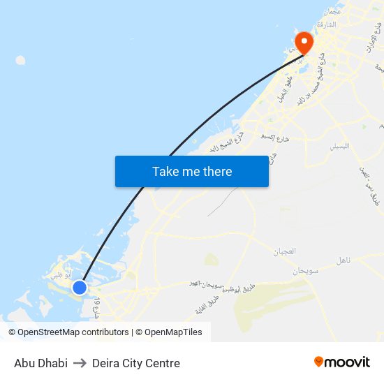 Abu Dhabi to Deira City Centre map