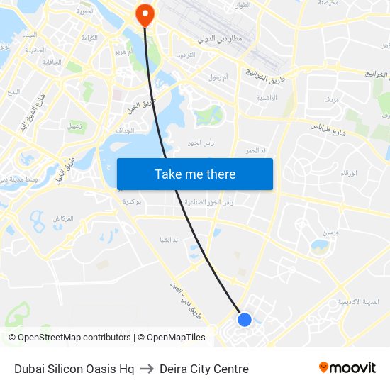 Dubai Silicon Oasis Hq to Deira City Centre map