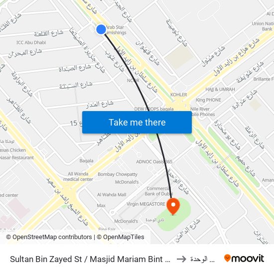 Sultan Bin Zayed St / Masjid Mariam Bint Said to نادي الوحدة map