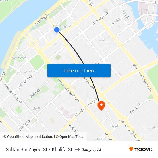 Sultan Bin Zayed St / Khalifa St to نادي الوحدة map