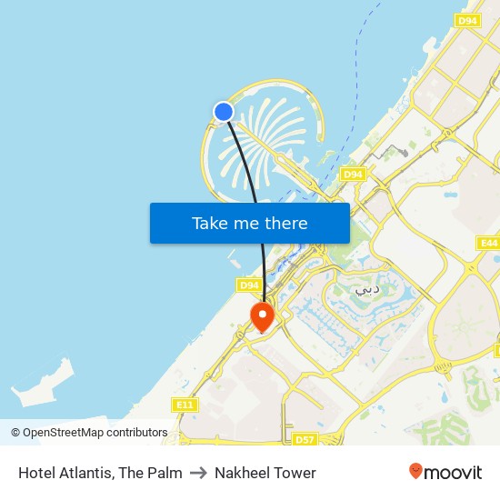 اتلانتس to Nakheel Tower map