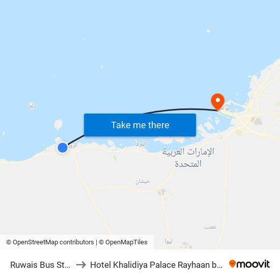 Ruwais Bus Station to Hotel Khalidiya Palace Rayhaan by Rotana map