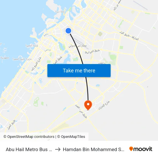 Abu Hail Metro Bus Stop A - 06 to Hamdan Bin Mohammed Smart University map