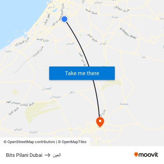 Bits Pilani Dubai to العين map