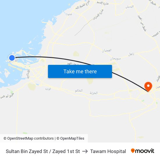 Sultan Bin Zayed St / Zayed 1st St to Tawam Hospital map