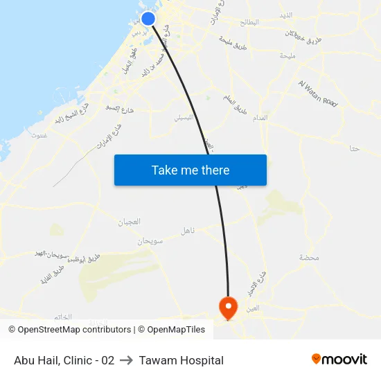 Abu Hail, Clinic - 02 to Tawam Hospital map