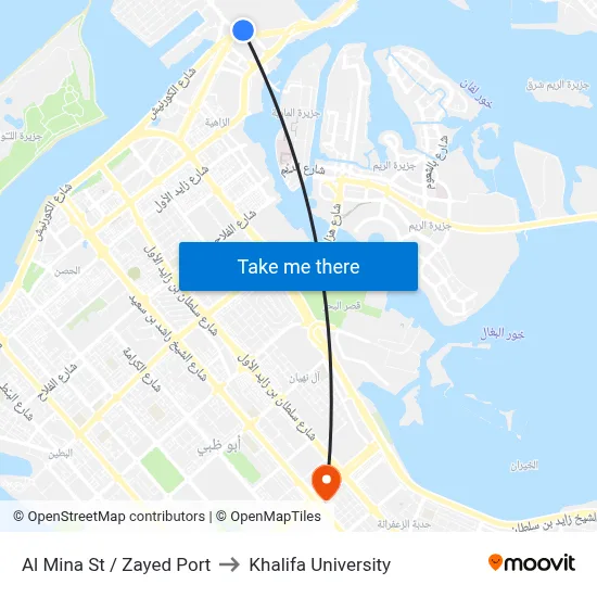 Al Mina Street / Zayed Port to Khalifa University map