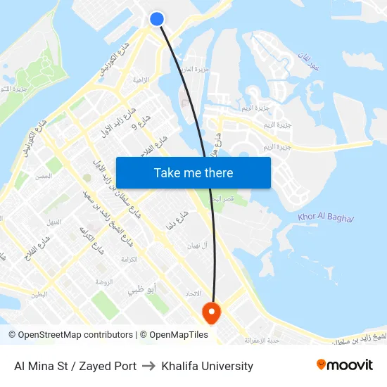 Al Mina St / Zayed Port to Khalifa University map