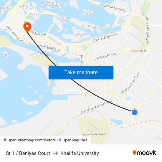 Street 1 / Baniyas Court to Khalifa University map