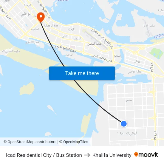 Icad Residential City / Bus Station to Khalifa University map