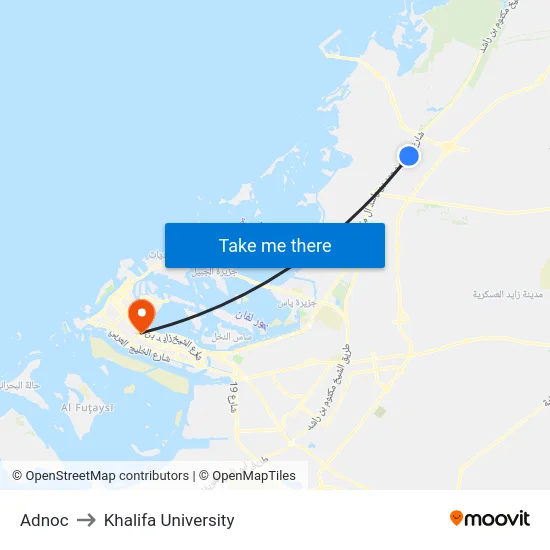 Adnoc to Khalifa University map