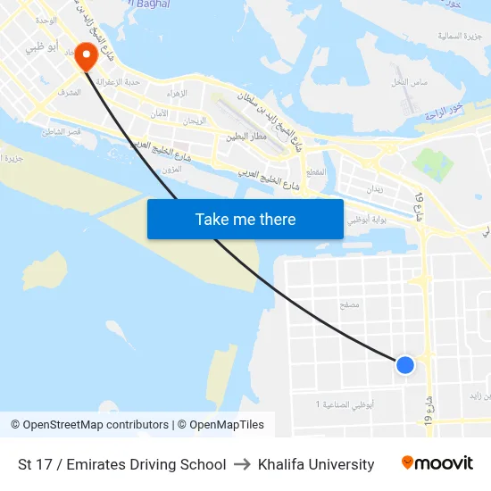 St 17 / Emirates Driving School to Khalifa University map