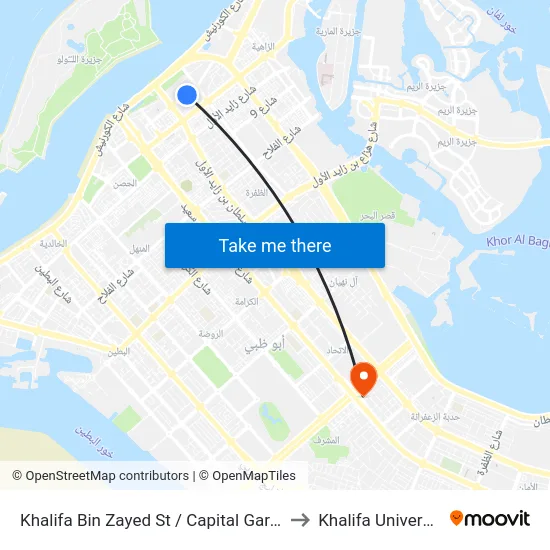 Khalifa Bin Zayed St / Capital Garden to Khalifa University map