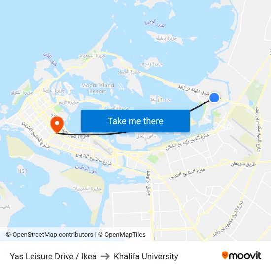 Yas Leisure Drive / Ikea to Khalifa University map