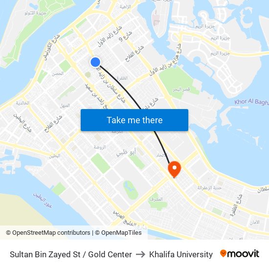 Sultan Bin Zayed St / Gold Center to Khalifa University map