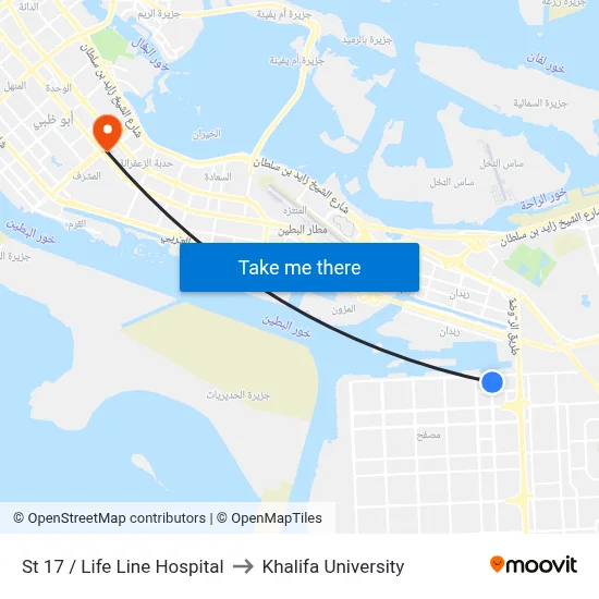 St 17 / Life Line Hospital to Khalifa University map