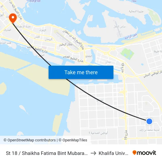 St 18 / Shaikha Fatima Bint Mubarak Mosque to Khalifa University map