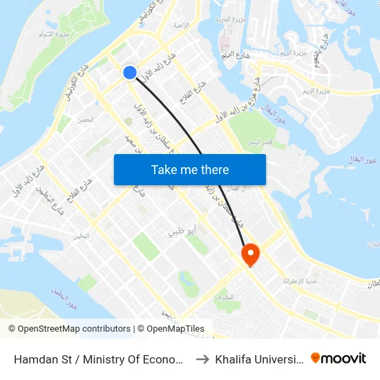 Hamdan Street / Ministry Of Economy to Khalifa University map