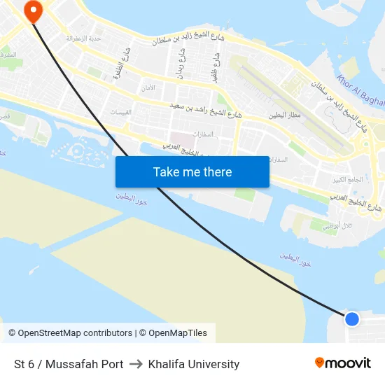 Street 6 / Mussafah Port to Khalifa University map