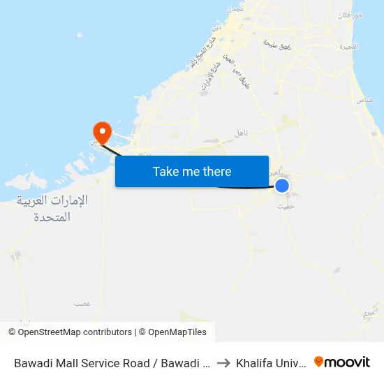 Bawadi Mall Service Road / Bawadi Mall Gate 2 to Khalifa University map