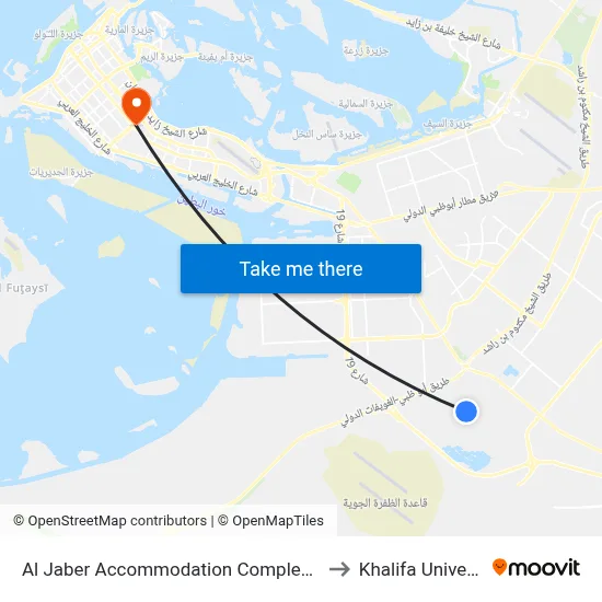 Al Jaber Accommodation Complex (Ajac) to Khalifa University map