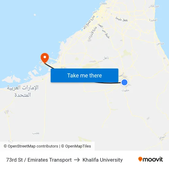73rd Street / Emirates Transport to Khalifa University map