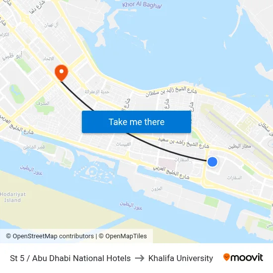 St 5 / Abu Dhabi National Hotels to Khalifa University map