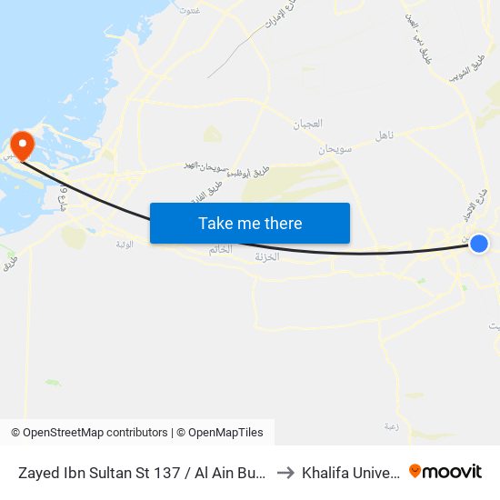 Zayed Ibn Sultan St 137 / Al Ain Bus Station to Khalifa University map