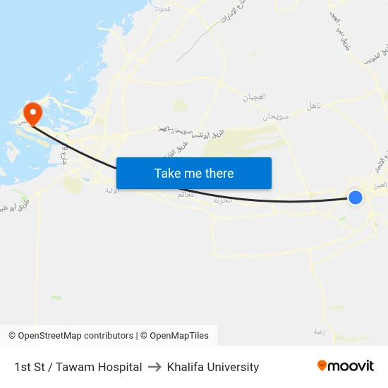 1st Street / Tawam Hospital to Khalifa University map