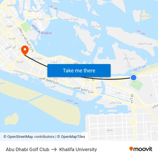 Abu Dhabi Golf Club to Khalifa University map