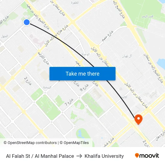 Al Falah Street / Al Manhal Palace to Khalifa University map