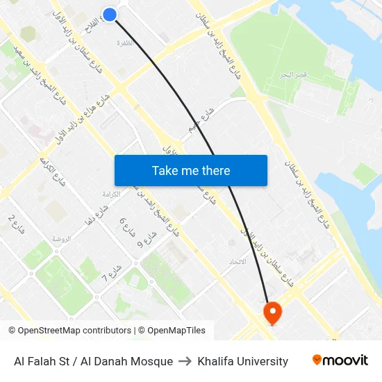 Al Falah Street / Al Danah Mosque to Khalifa University map