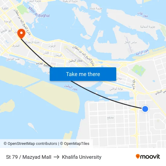 St 79 / Mazyad Mall to Khalifa University map