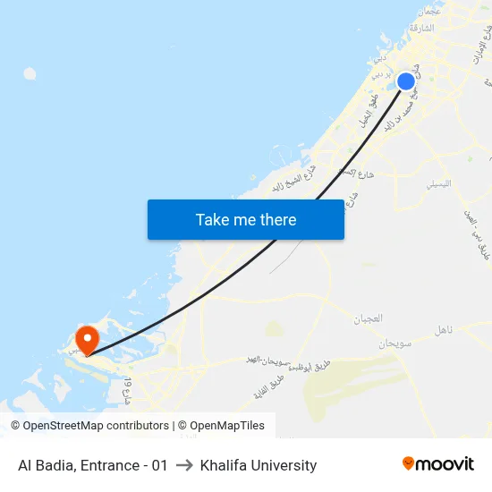 Al Badia, Entrance - 01 to Khalifa University map
